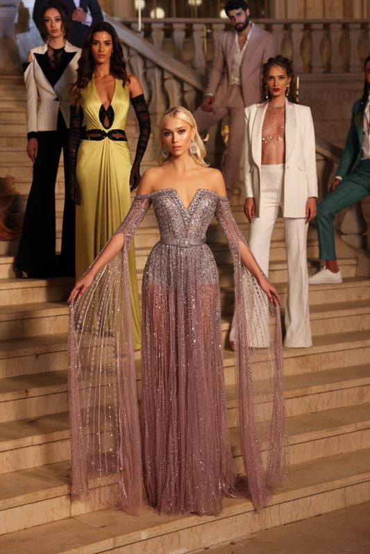 Sheer Sequin Gown