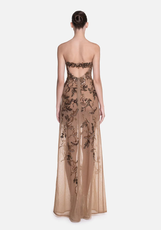 Sleeveless Embroidered Gown
