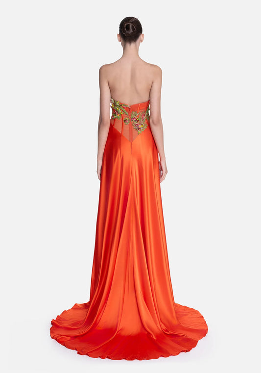 Strapless Satin Gown