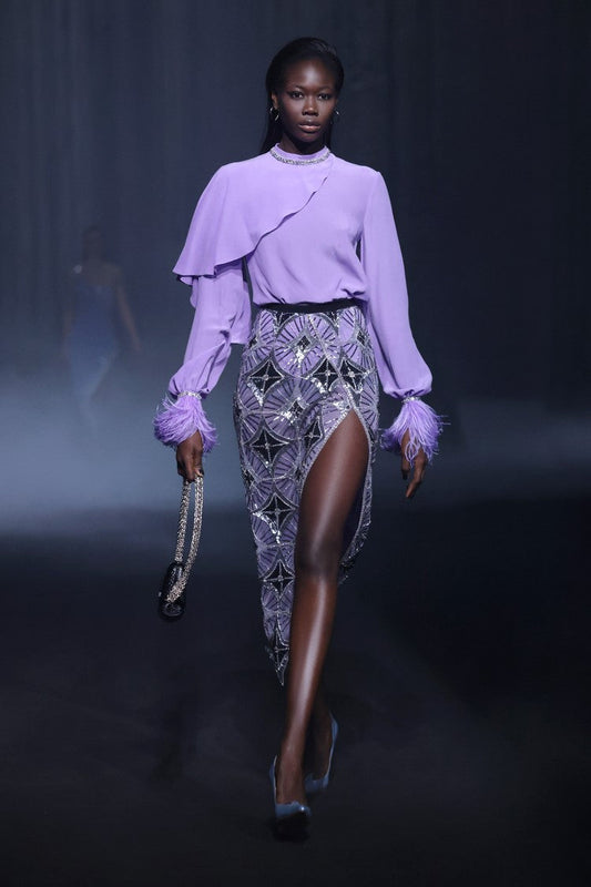 Georgette Blouse with Beaded Tulle Skirt
