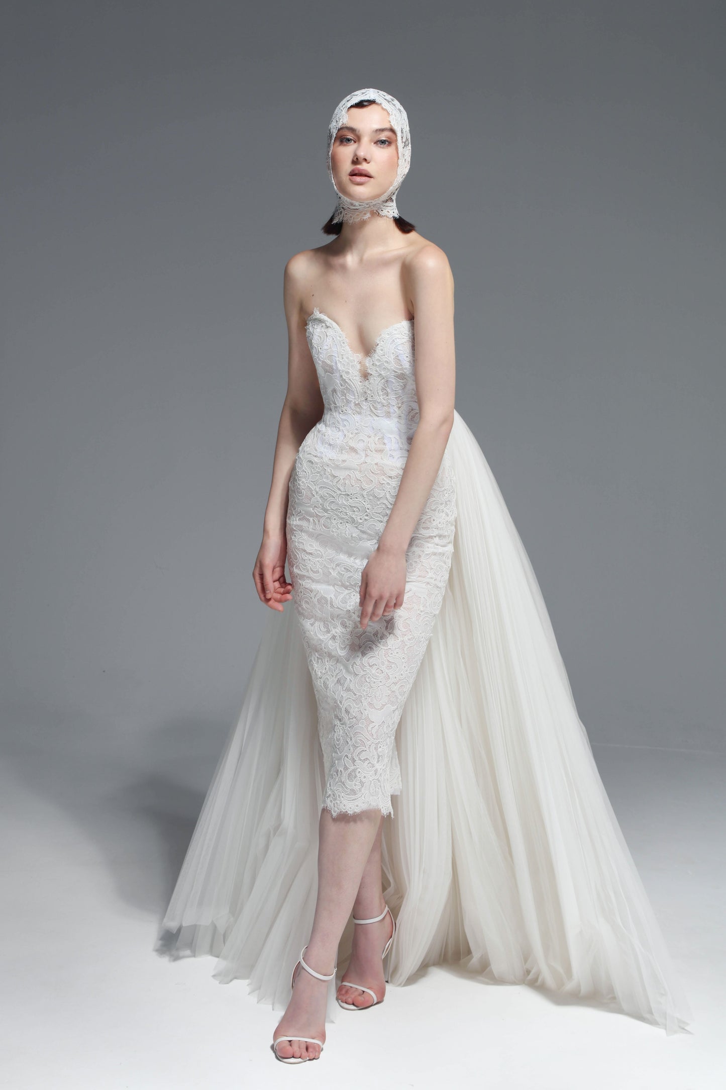 Strapless Midi Dress with Overskirt