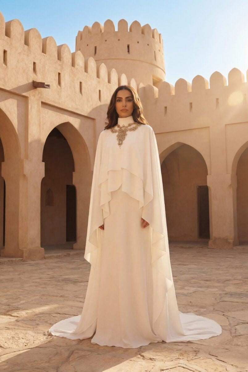 Cape Sleeve Ruffled Kaftan