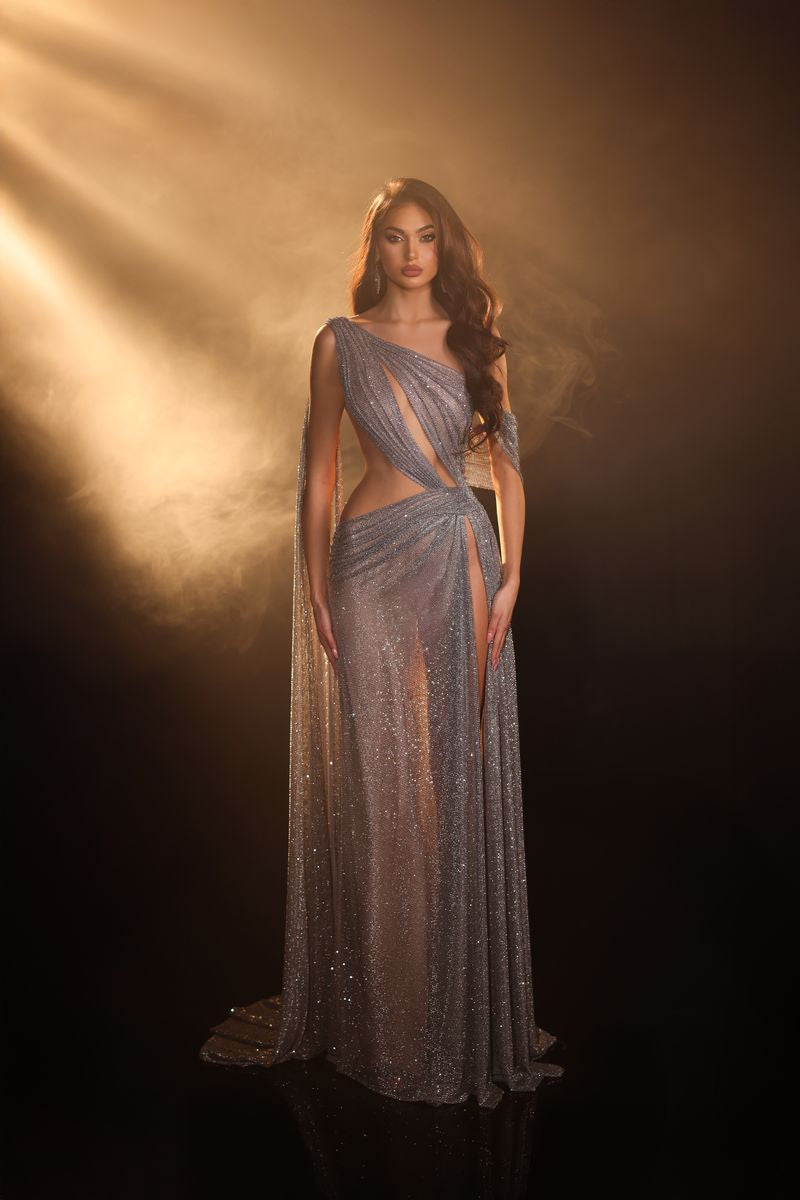 One Shoulder Cutout Gown
