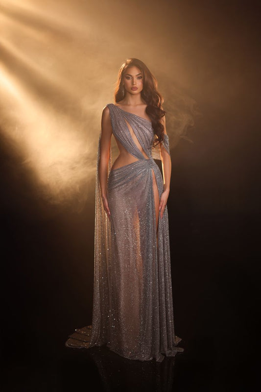 One Shoulder Cutout Gown