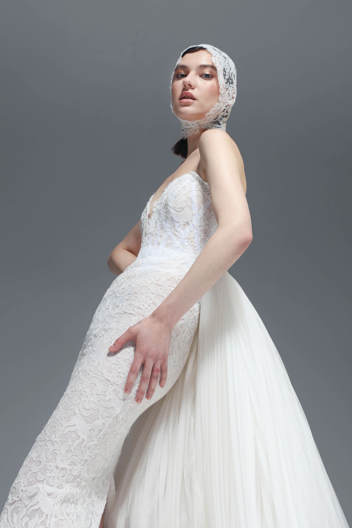 Strapless Midi Dress with Overskirt