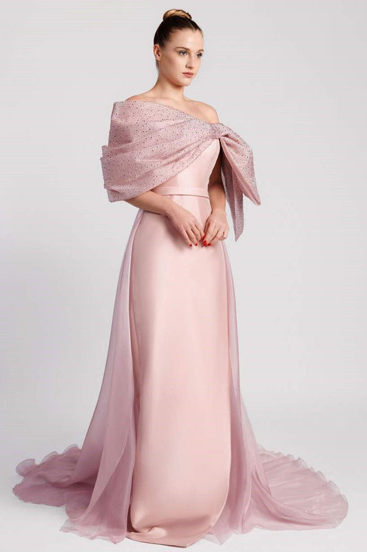 Cady Off Shoulder Column Gown