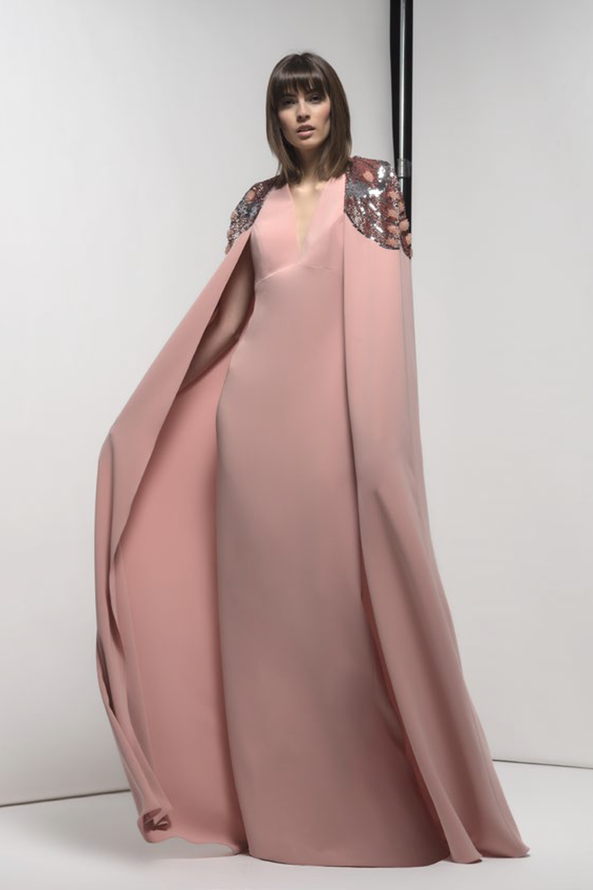 Cape Sleeve Hunters Gown