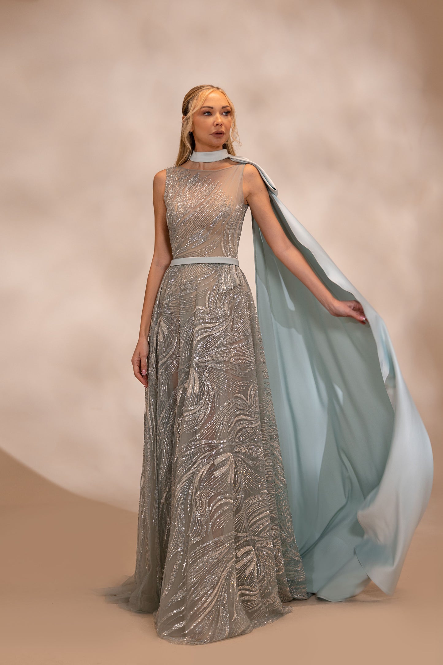 Embroidered Light Green Dress