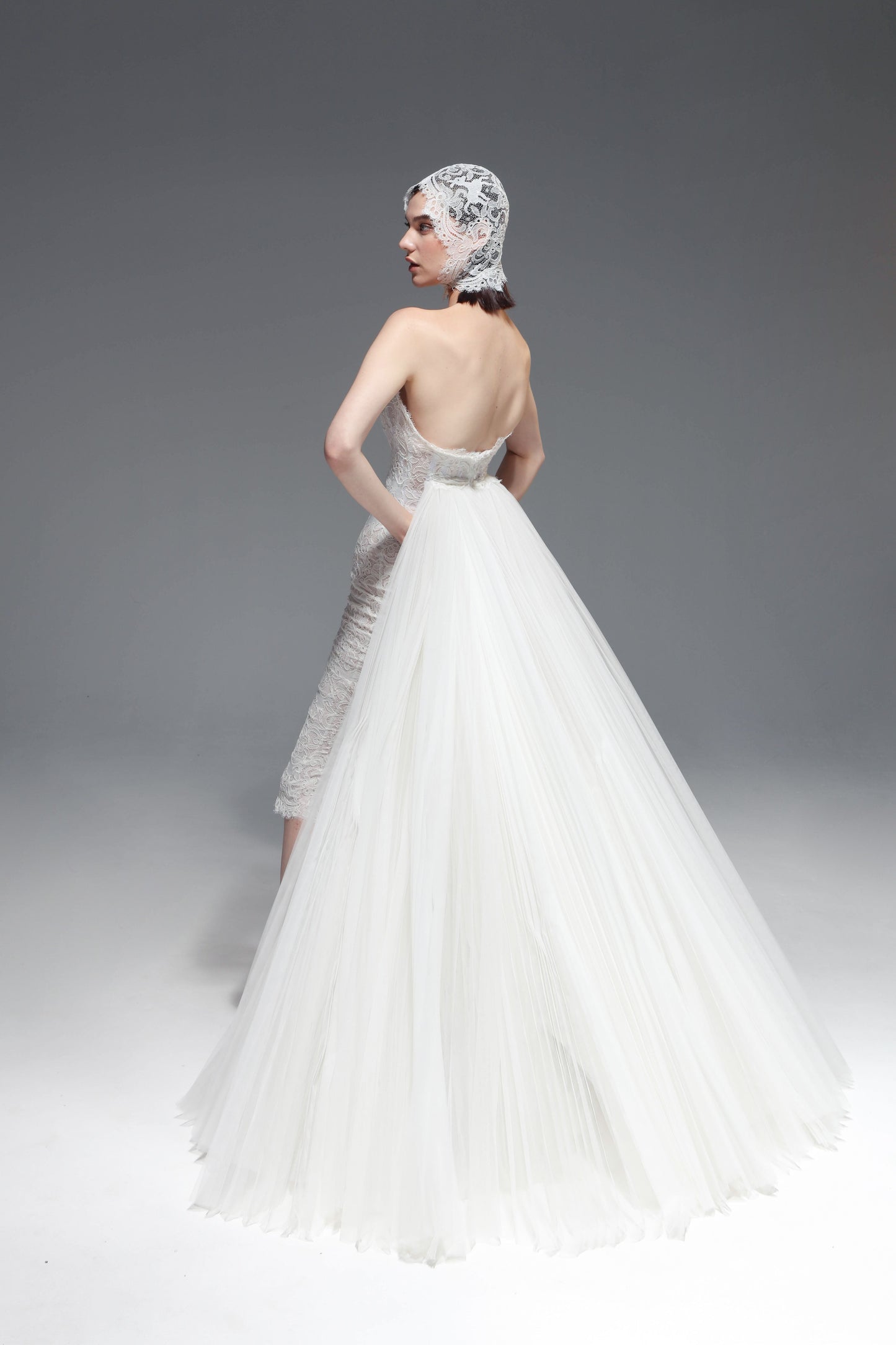 Strapless Midi Dress with Overskirt
