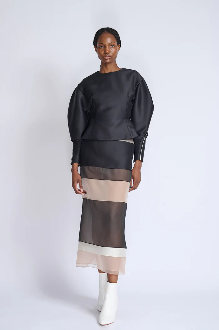 Color Blocked Straight Skirt