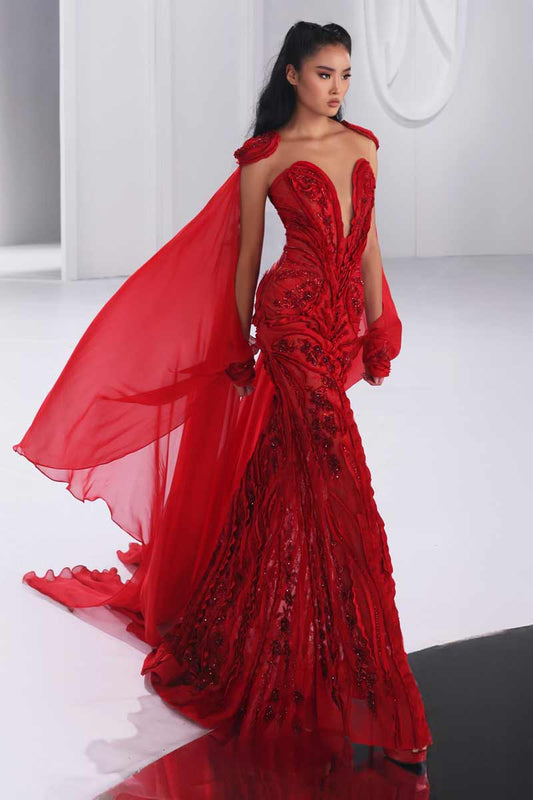 Illusion Cape Gown