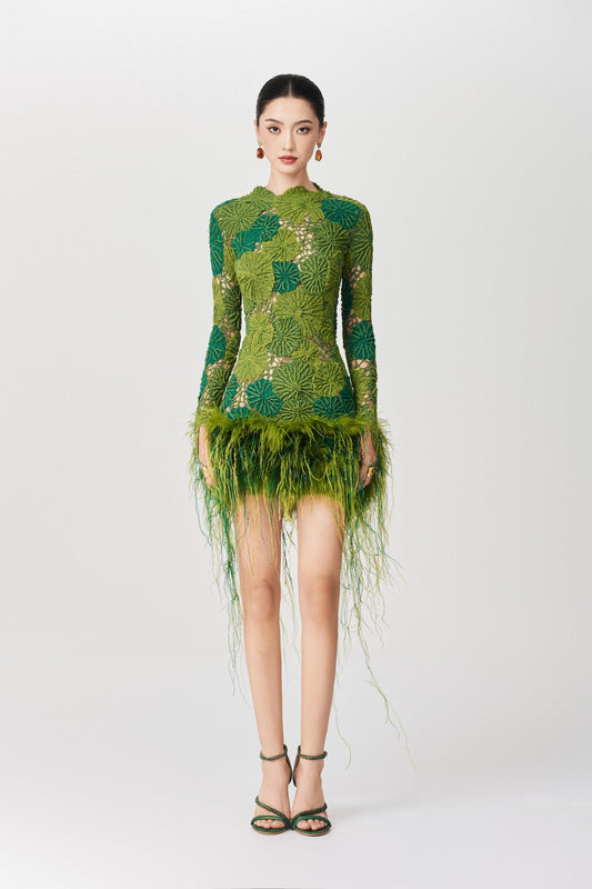 Leaf Crochet Mini Dress