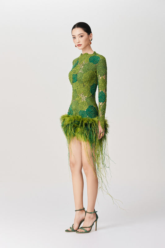 Leaf Crochet Mini Dress