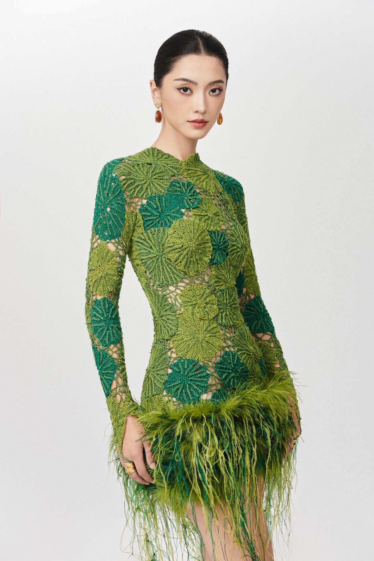 Leaf Crochet Mini Dress