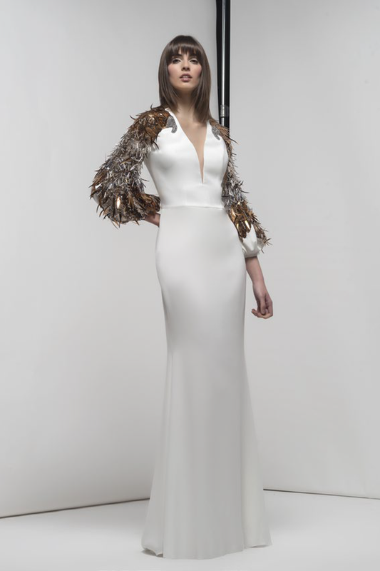 Embroidered Sleeve Badin Gown