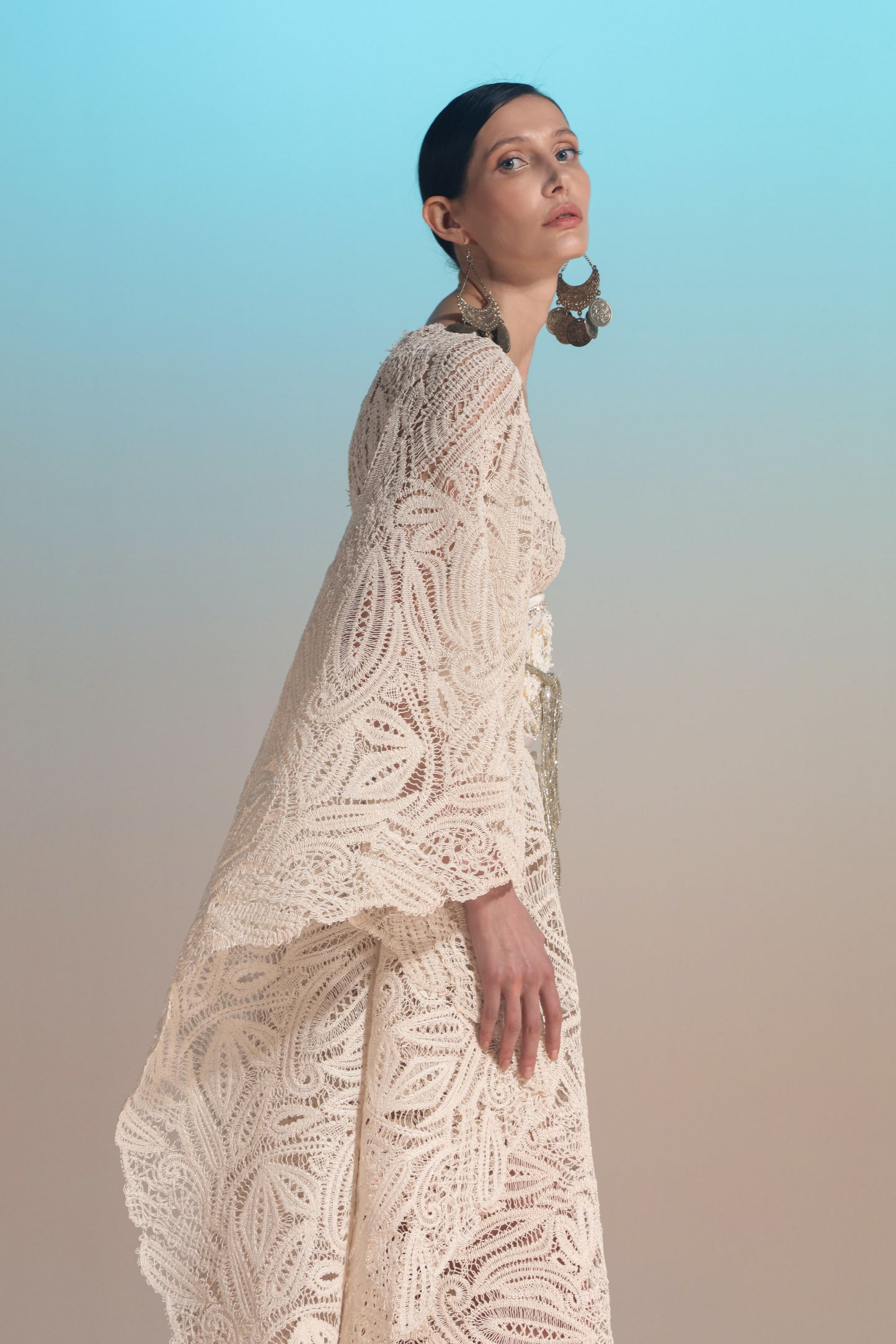 Long Sleeve Crochet Gown