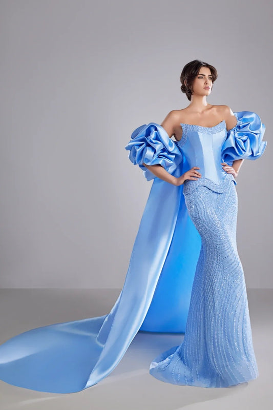 Beaded and Embroidereed Mikado Gown