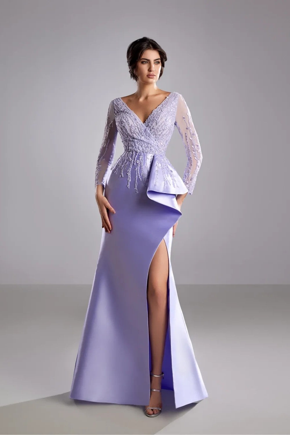 Embroidered Mikado Dress with Bow