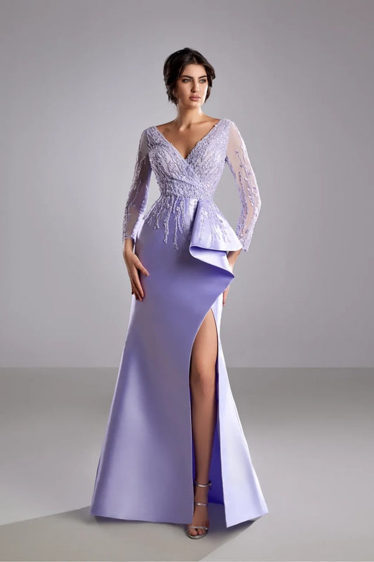 Embroidered Mikado Dress with Bow