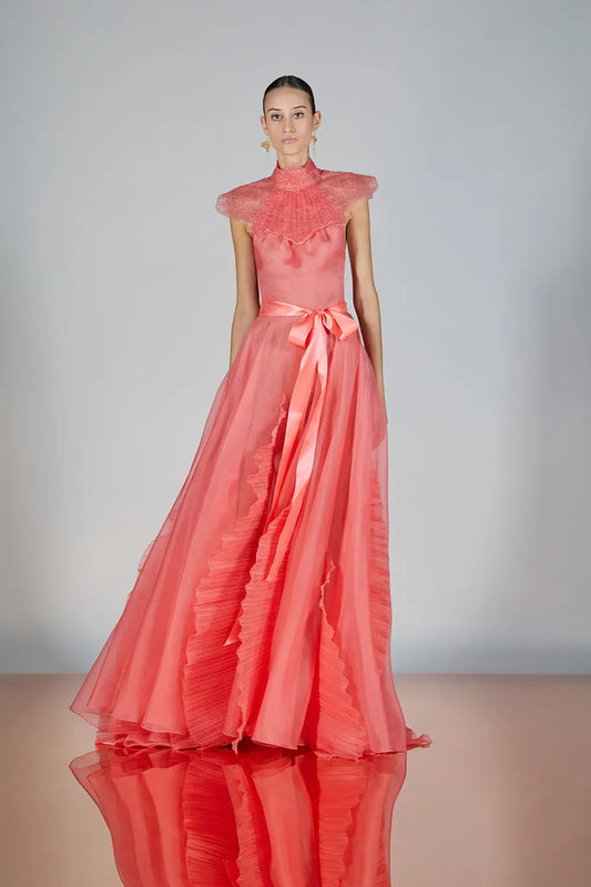 Cap Sleeve Garcesos Gown