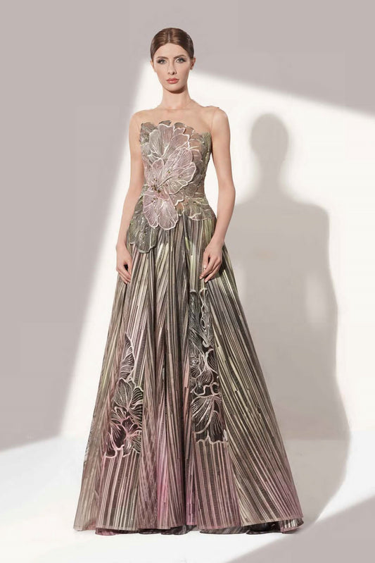 A-Line Striped Gown