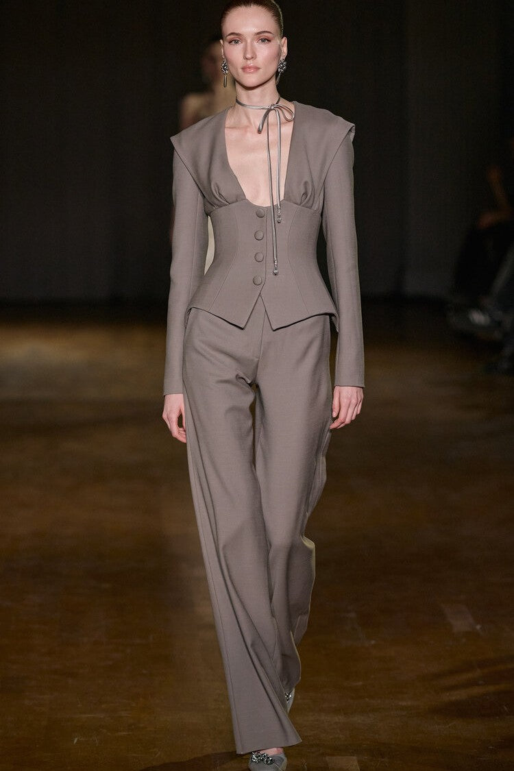 Long Sleeve Blazer and Wide Pants