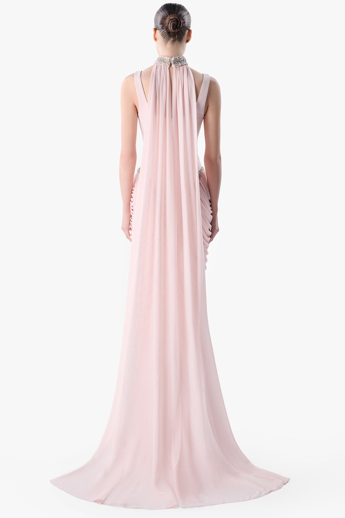 Draped Bodice Embroidered Gown