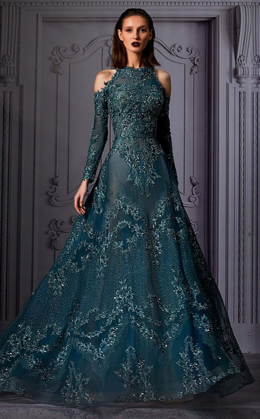 Cold Shoulder Green Gown