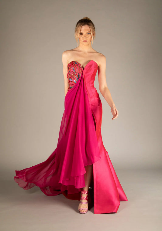 Strapless Satin Dress