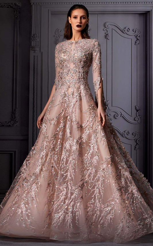 Long Cape Sleeve Nude Gown