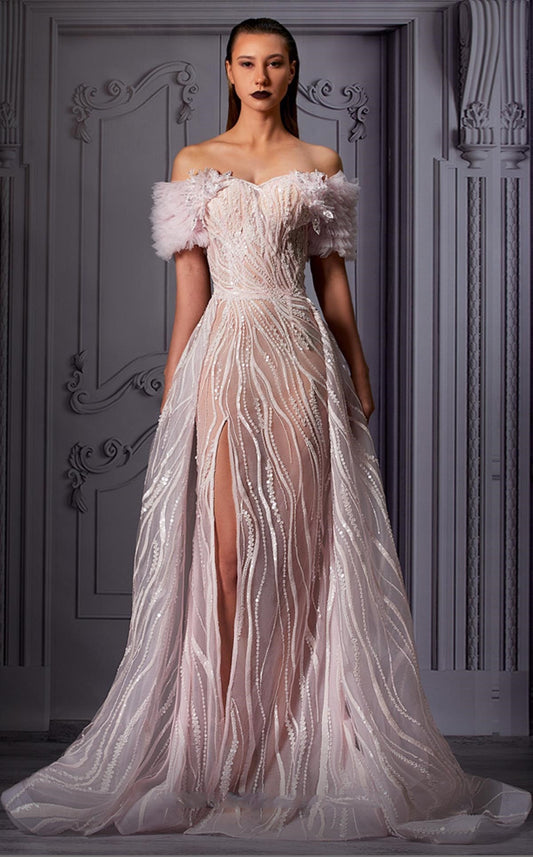 Off Shoulder Sleeve Gown