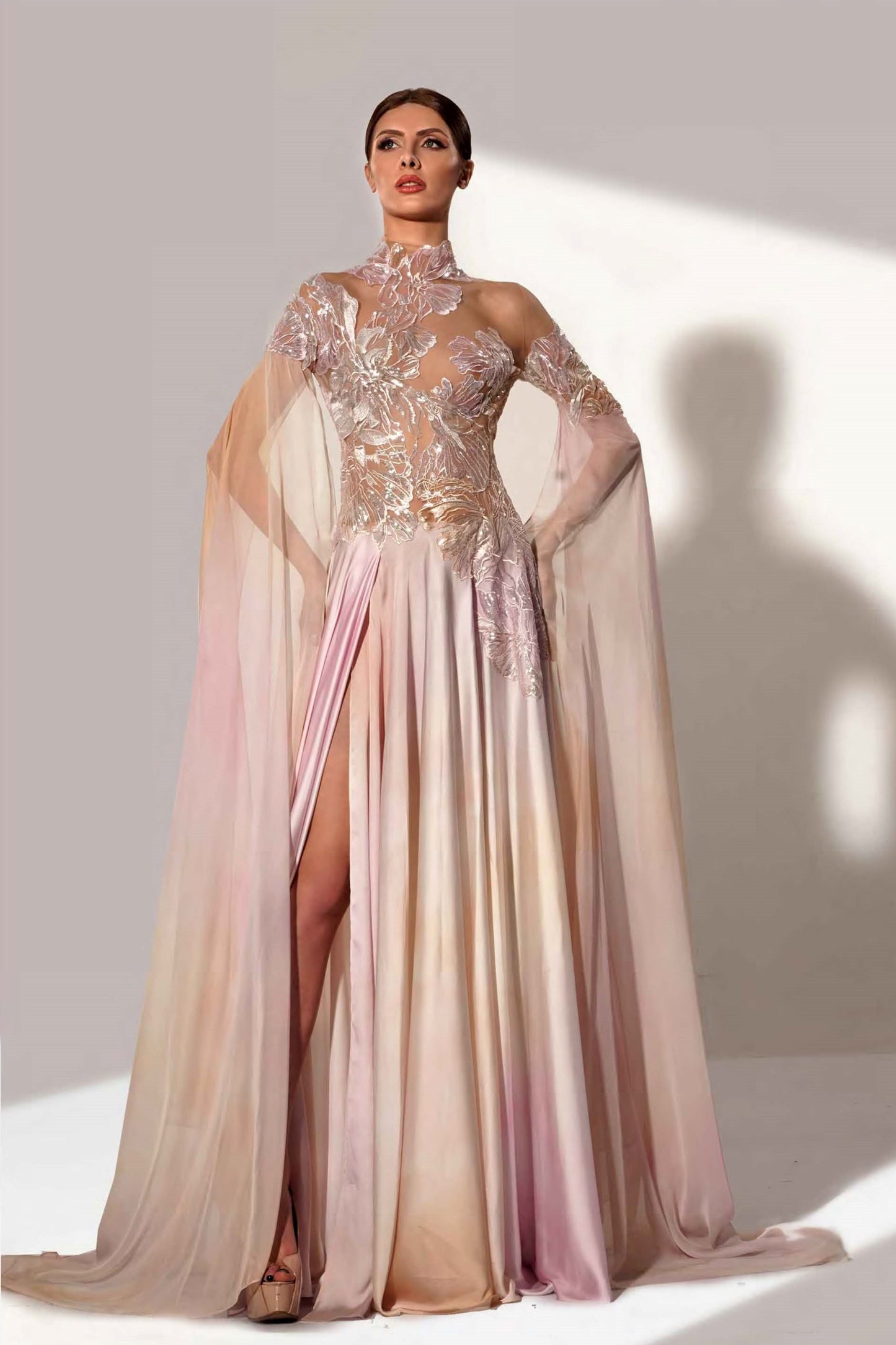 Blush High Slit Gown