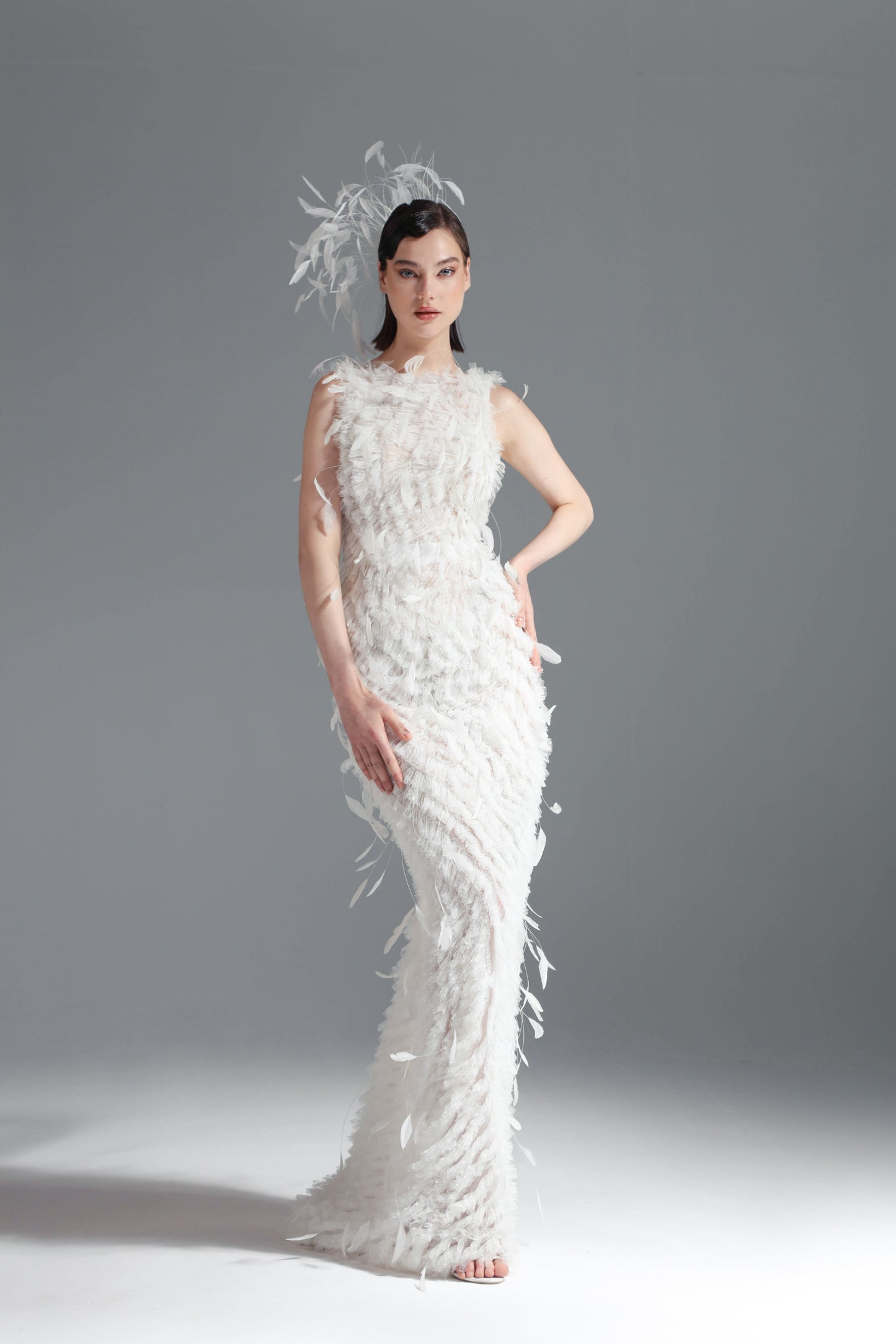 Sleeveless Feather Gown
