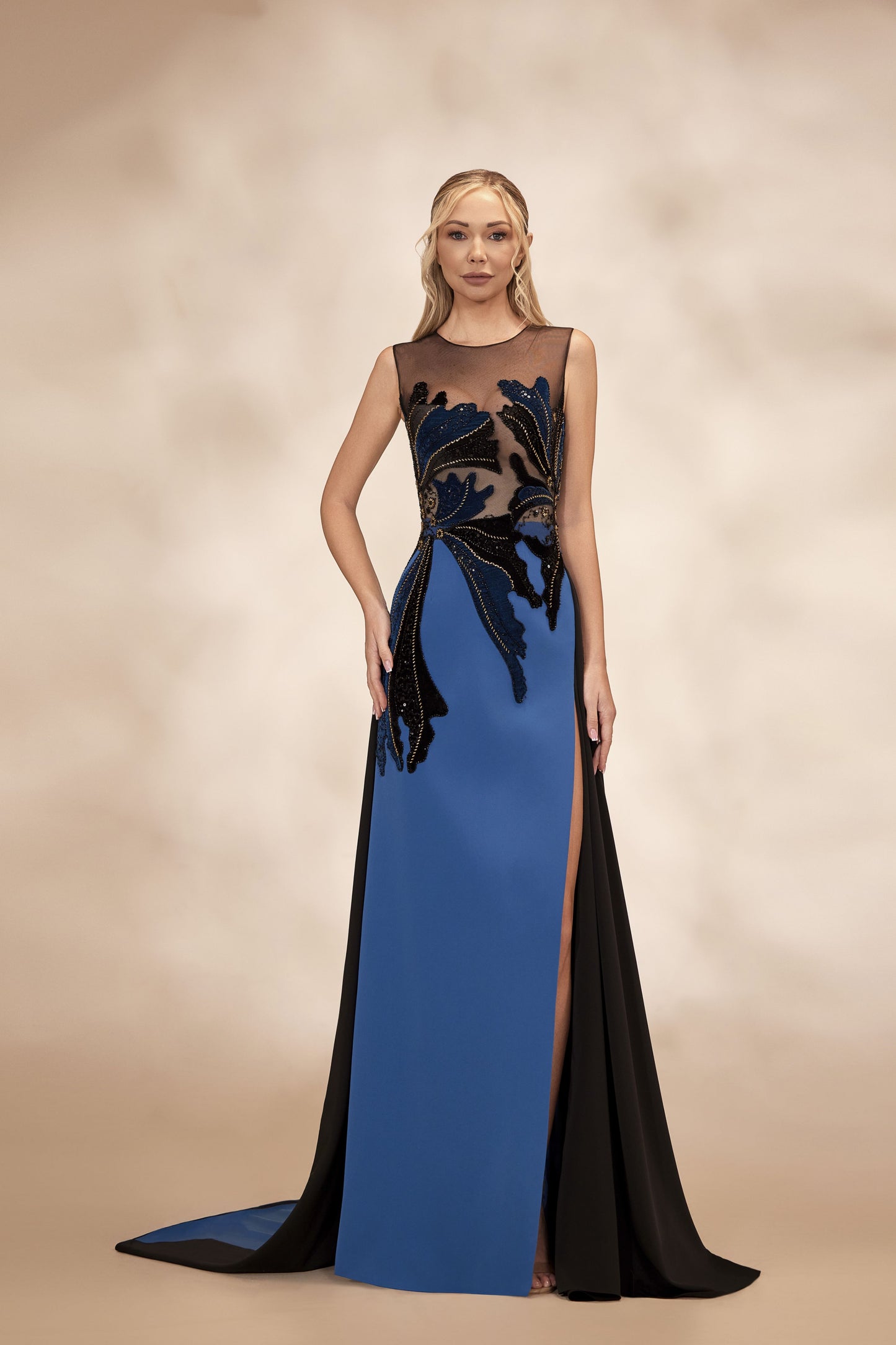 Petrol Sleeveless Petal Dress
