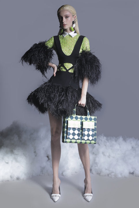 Feathered Stretch Shirt and Short Dress