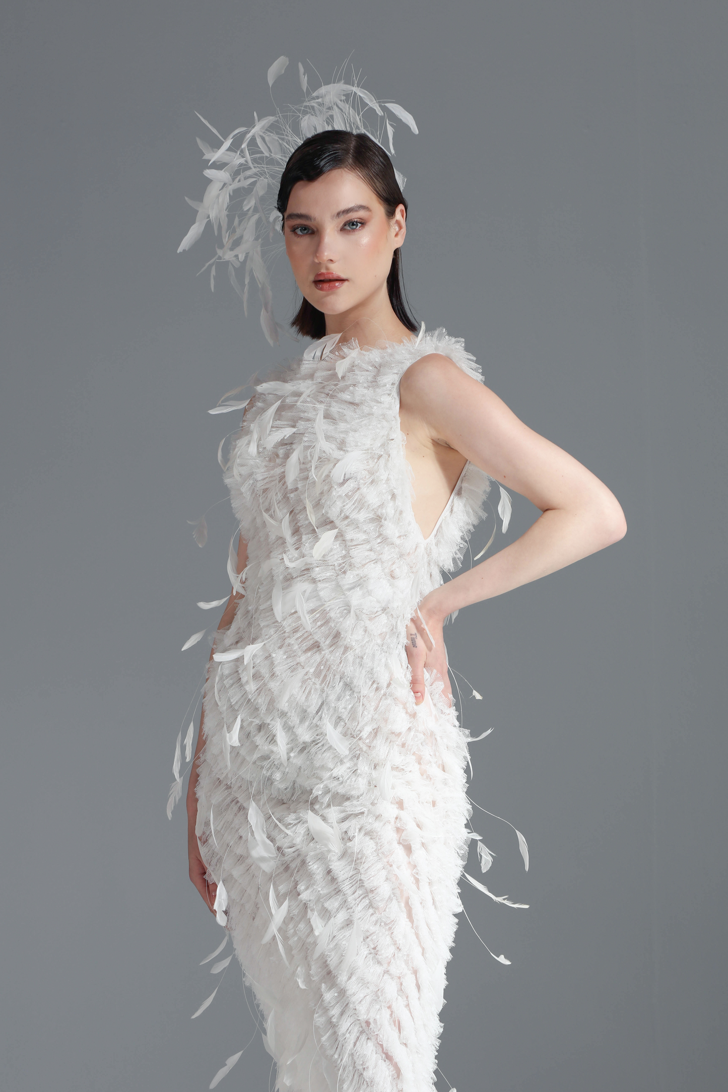Sleeveless Feather Gown