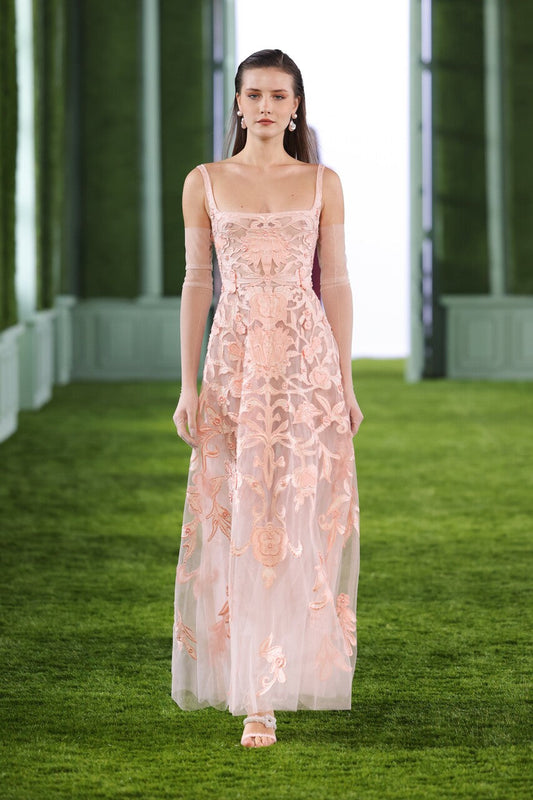 Tulle Dress with Floral Motifs
