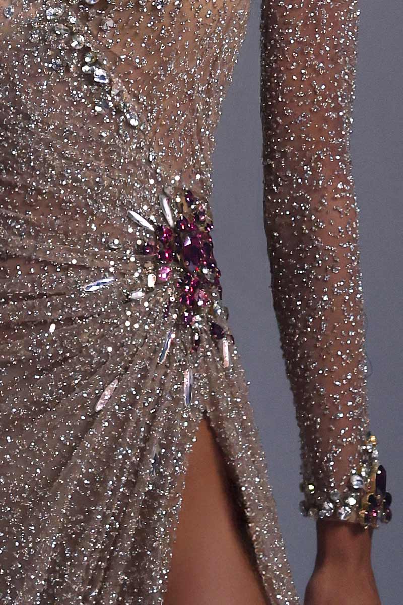 Long Sleeve Crystal Gown