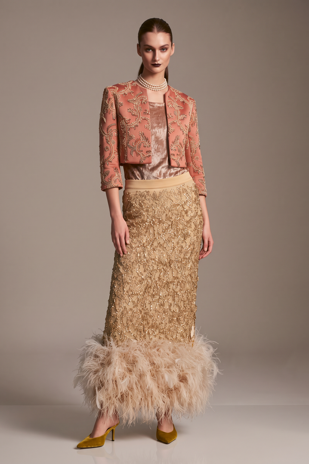 Feather Dress & Jacket