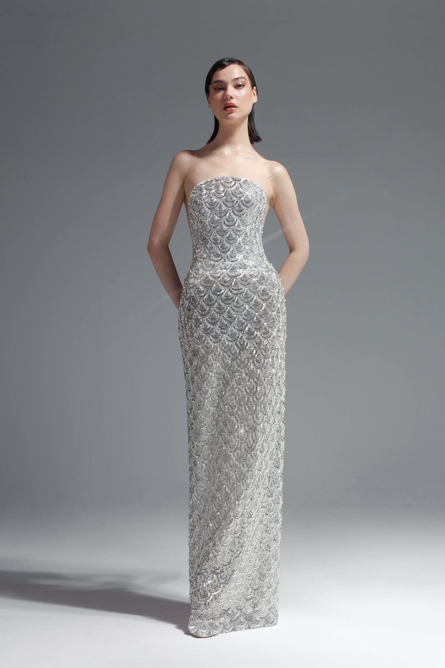 Strapless Hand-Beaded Gown