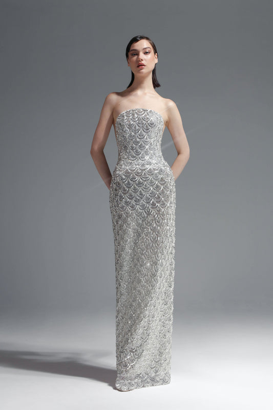 Strapless Hand-Beaded Gown