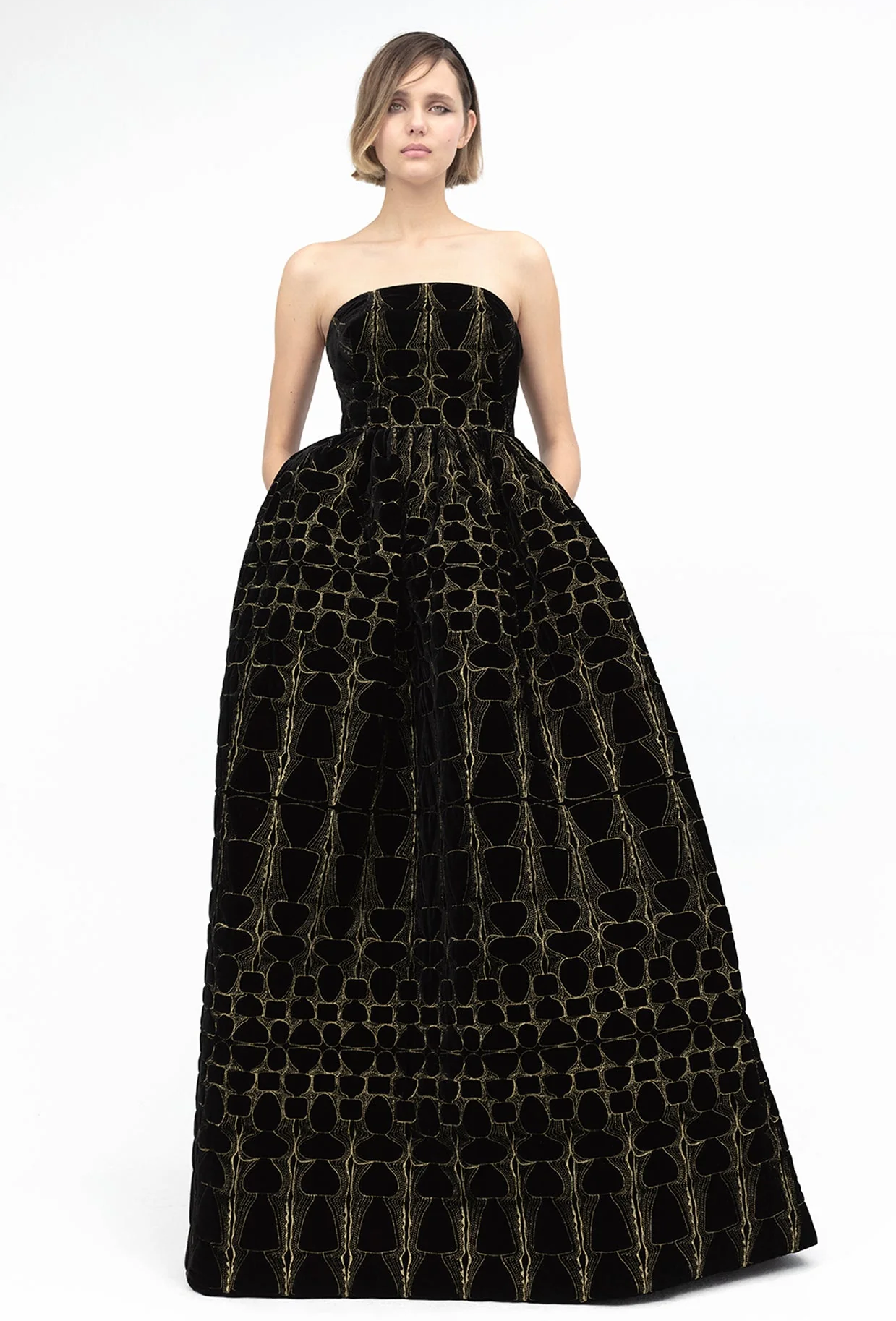 Yolancris Strapless Gold Thread Gown - District 5 Boutique – District 5 ...