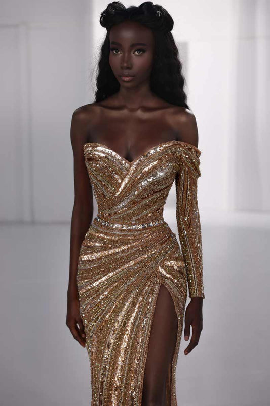 Metallic Beaded Gown