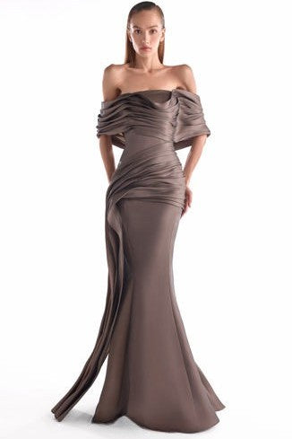 After-Dark Chocolate Brown Draped Gown