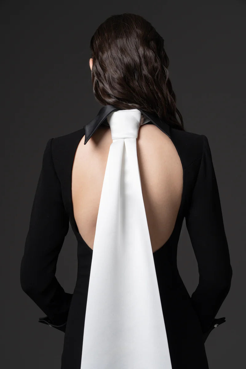 Tuxedo-Inspired Gown