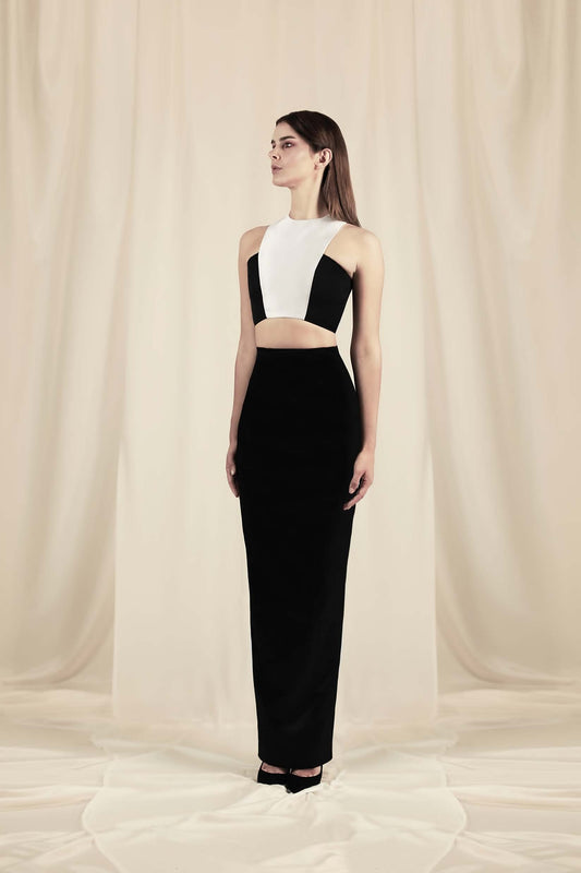 Satin Duchesse Bicolor Gown