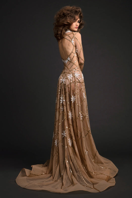 Long Sleeves Embellsihed Dress