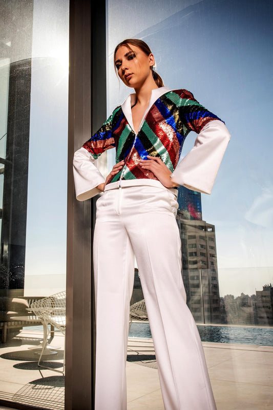 White Crepe Blazer and Pants