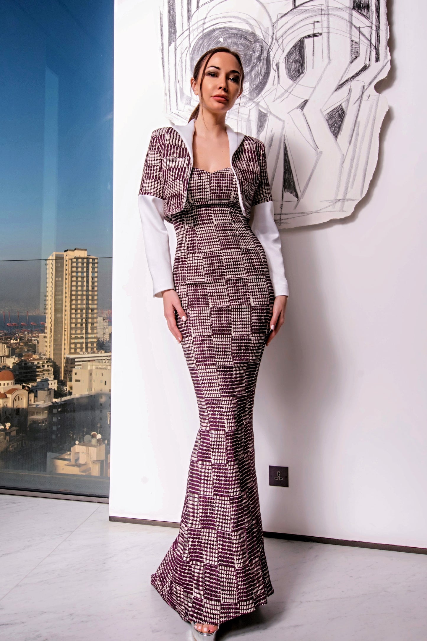 Brocade Mermaid Gown with Bolero