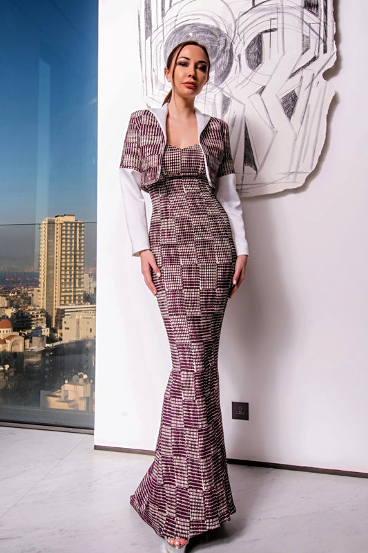 Brocade Mermaid Gown with Bolero